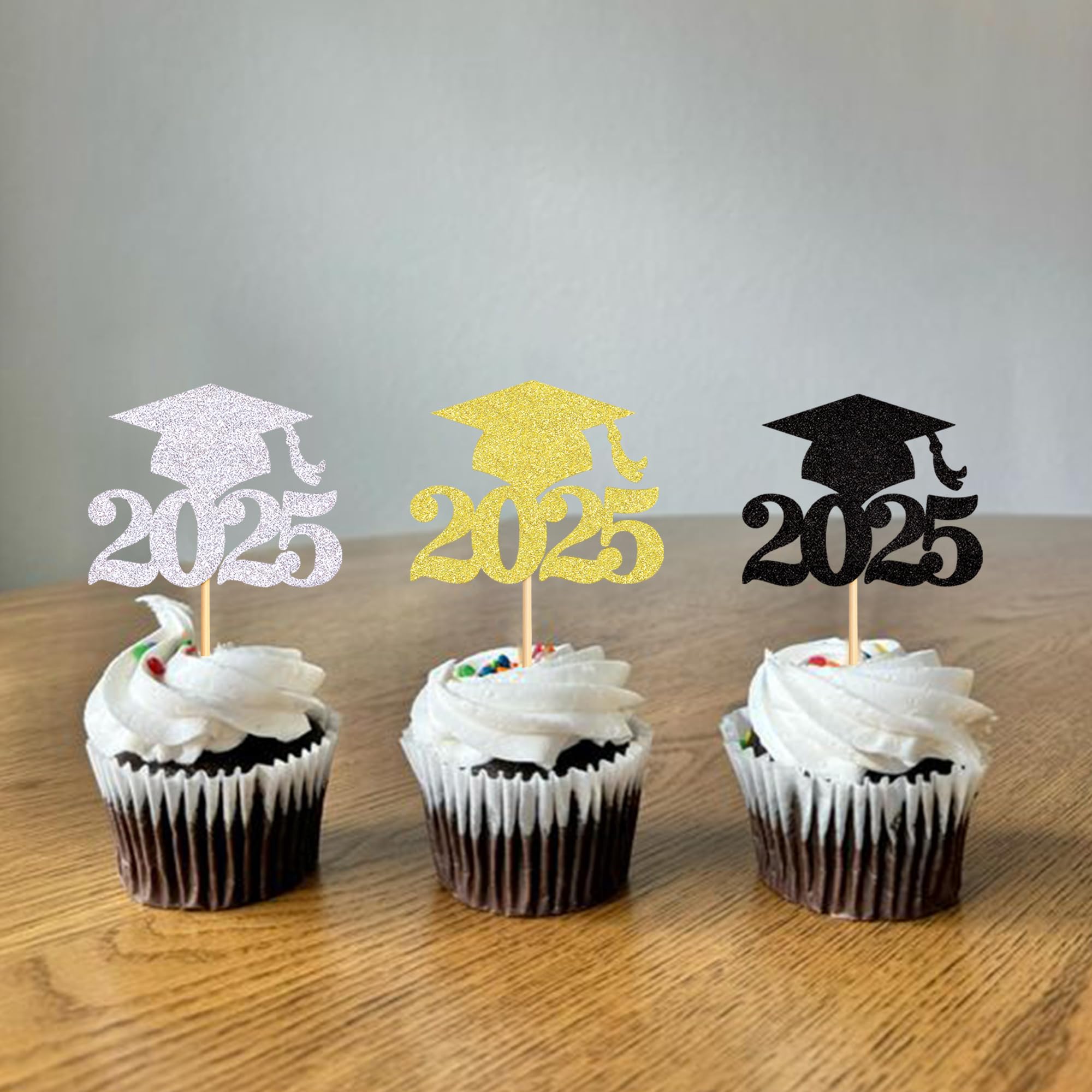Blumomon 36Pcs Glitter 2026 Graduation Cupcake Toppers Class of 2026 Grad Cap Cake Picks Decorations for 2026 Graduation Theme Party Supplies - Image 4