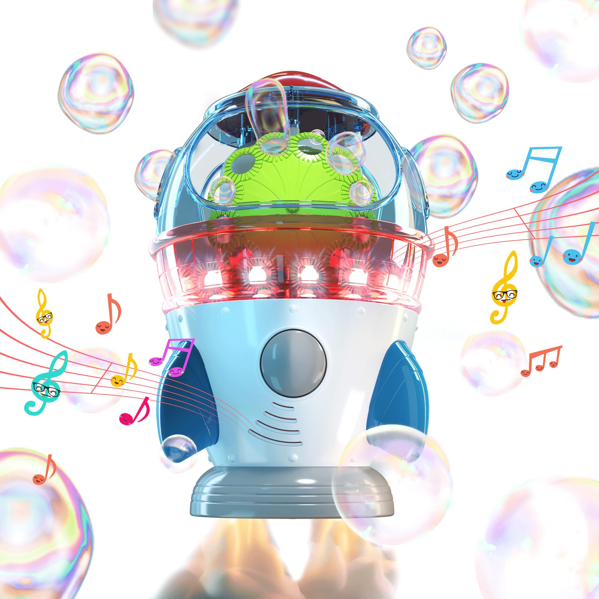 Seifenblasenmaschine,Automatischer Rocket Blasenmacher 10000+ Bubbles/Min mit Lichtern und Musik für Kinder,Elektrische Blasenmaschine für Indoor Outdoor Hochzeit Geburtstag Party