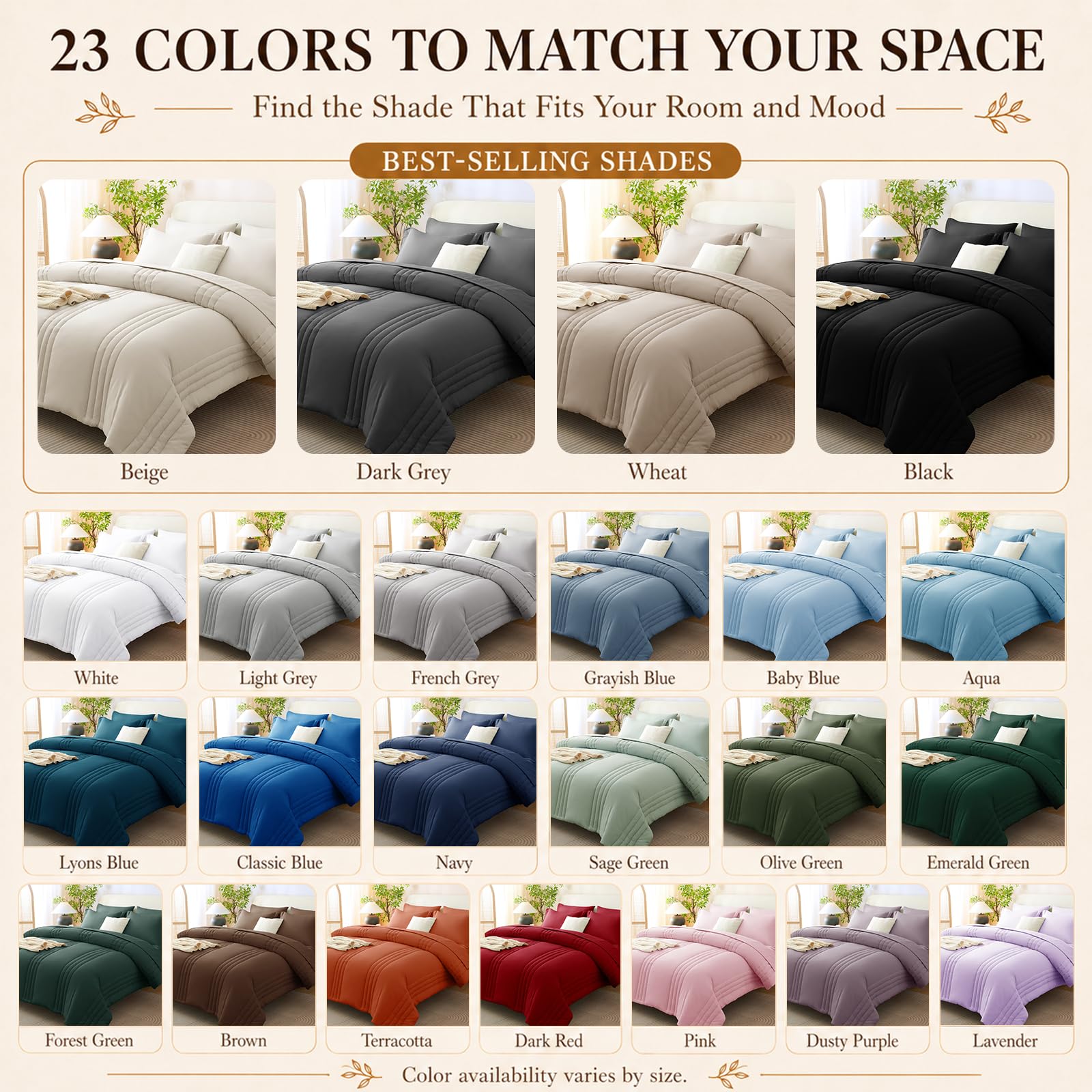 Best Bed Comforter Sets for 2026: Vetted Picks 2 CozyLux Queen Comforter Set Beige - 7 Pieces Bed in a Bag, Modern Vertical Quilt — product photo