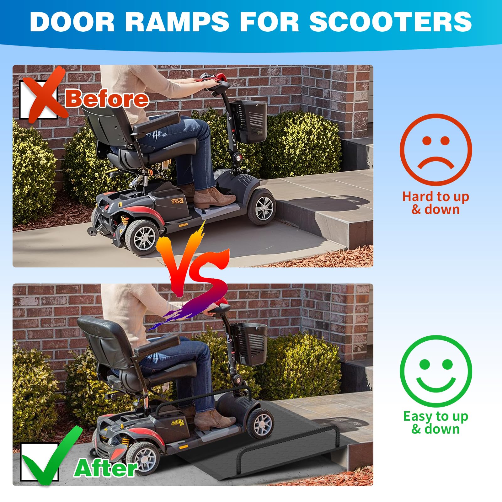 Metal Door Ramp with Handles - Easy Threshold Access -6