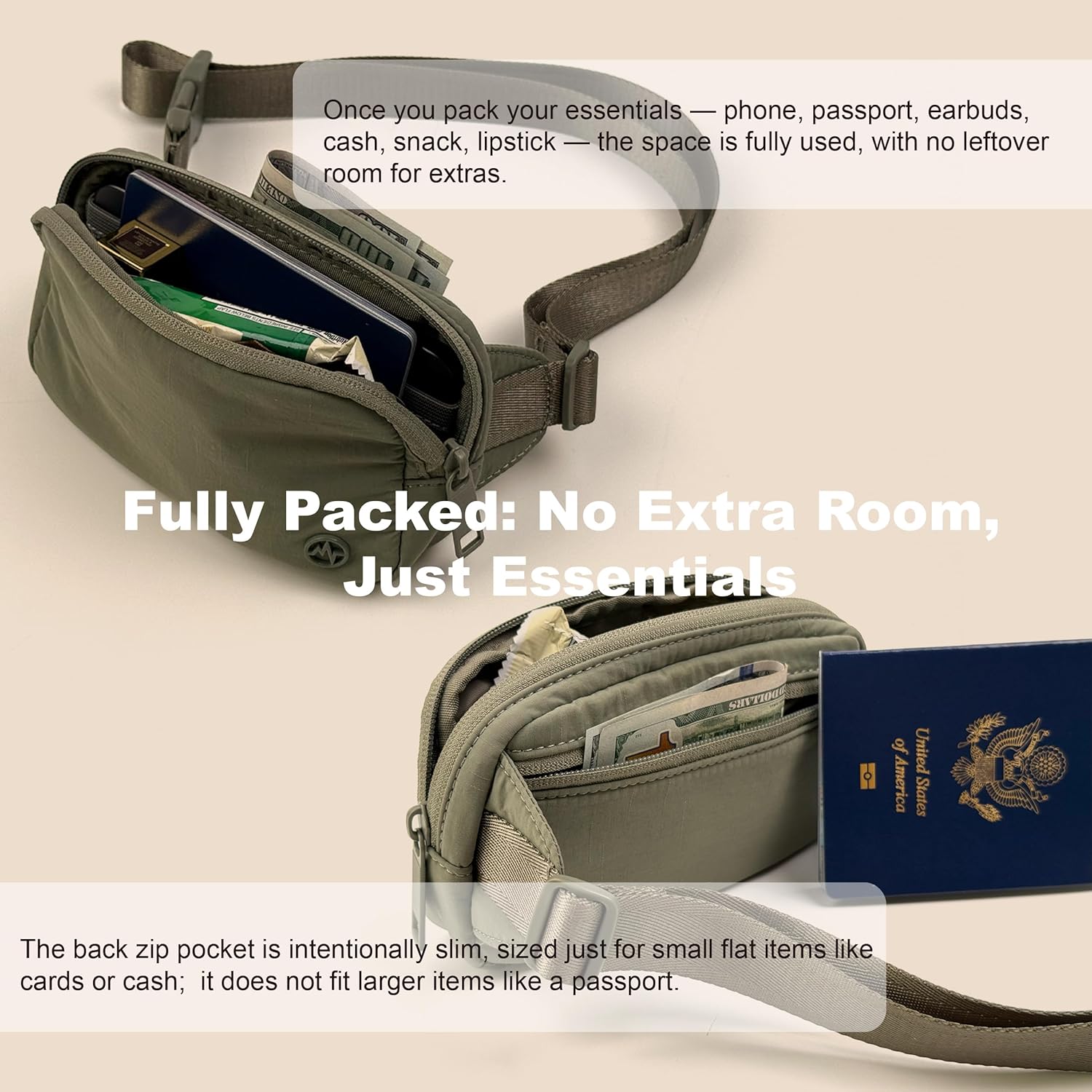 Pander Mini Belt Bag – Ultra Compact, Fits 6.7” Phone, Lipstick, Earbuds, Essentials, Small Crossbody Waist Purse, White Opal - Image 6