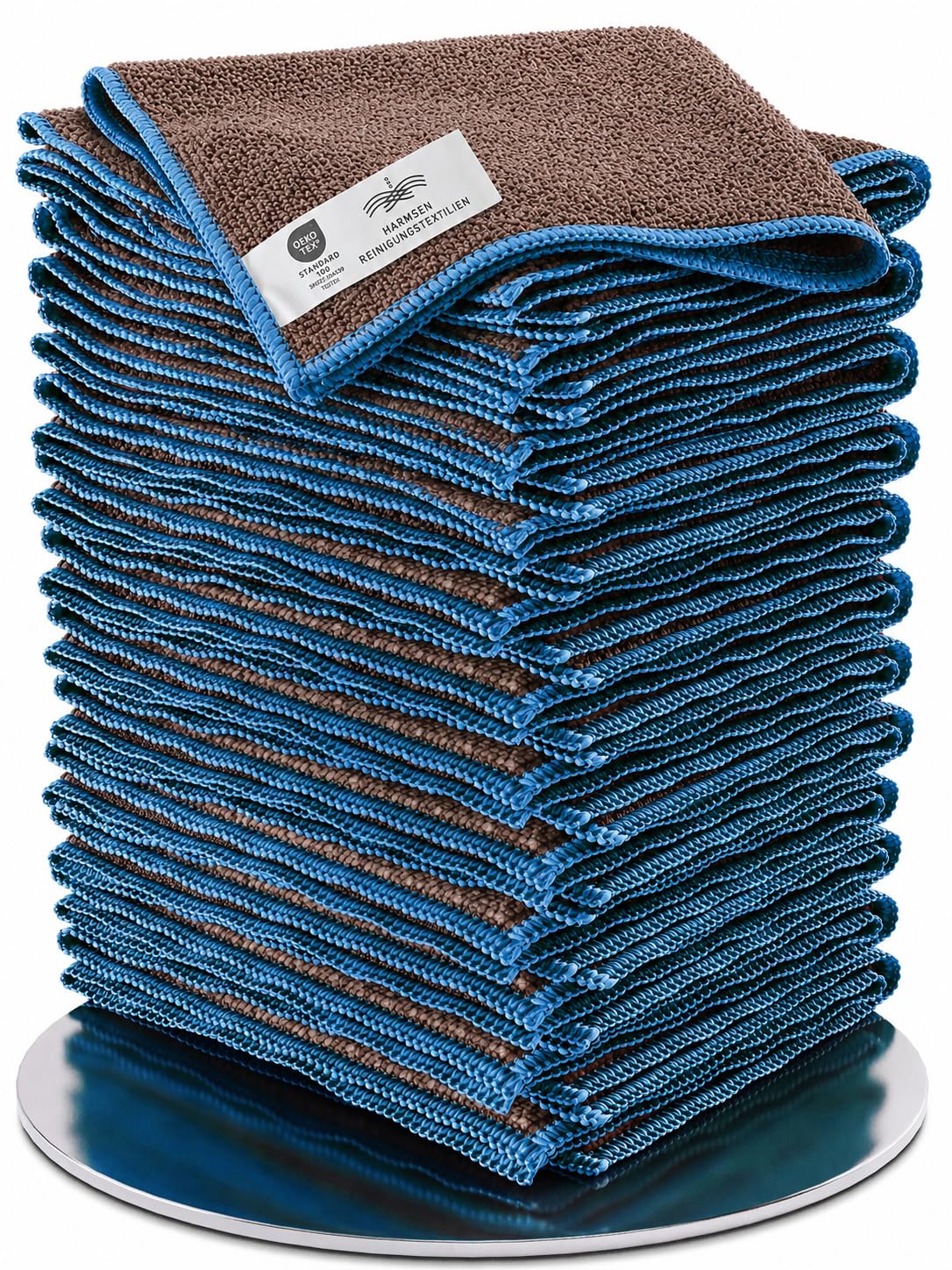 Paños de microfibra para cocina, baño, hogar y coche – Paños de limpieza, papel de limpieza, paños de plástico reciclado, juego de 50 – 40 x 40 cm – gris/azul