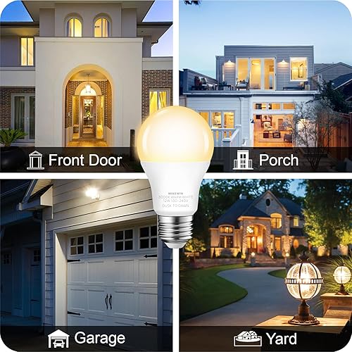 Miniatura 7 de MikeWin Bombillas LED con sensor A19 de 12 W (100 W equivalente), encendido y apagado automático, detector de fotocélula, blanco cálido de 3000 K,