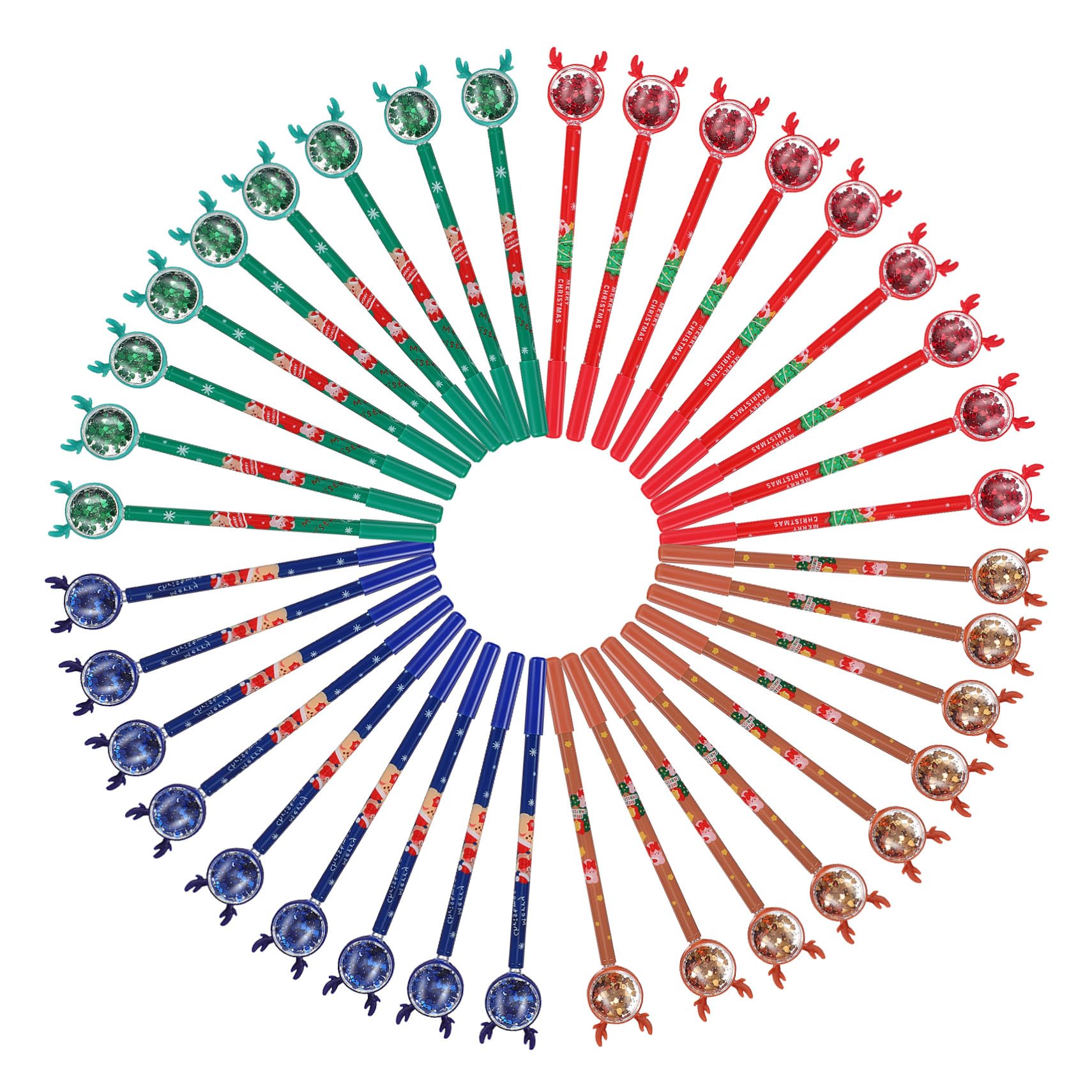 36 Piezas Bolígrafos de Gel de Navidad con Punta Fina Diseño de Colores Surtidos Azul Rojo Verde Marrón para Oficina Colegio y Regalos Festivos