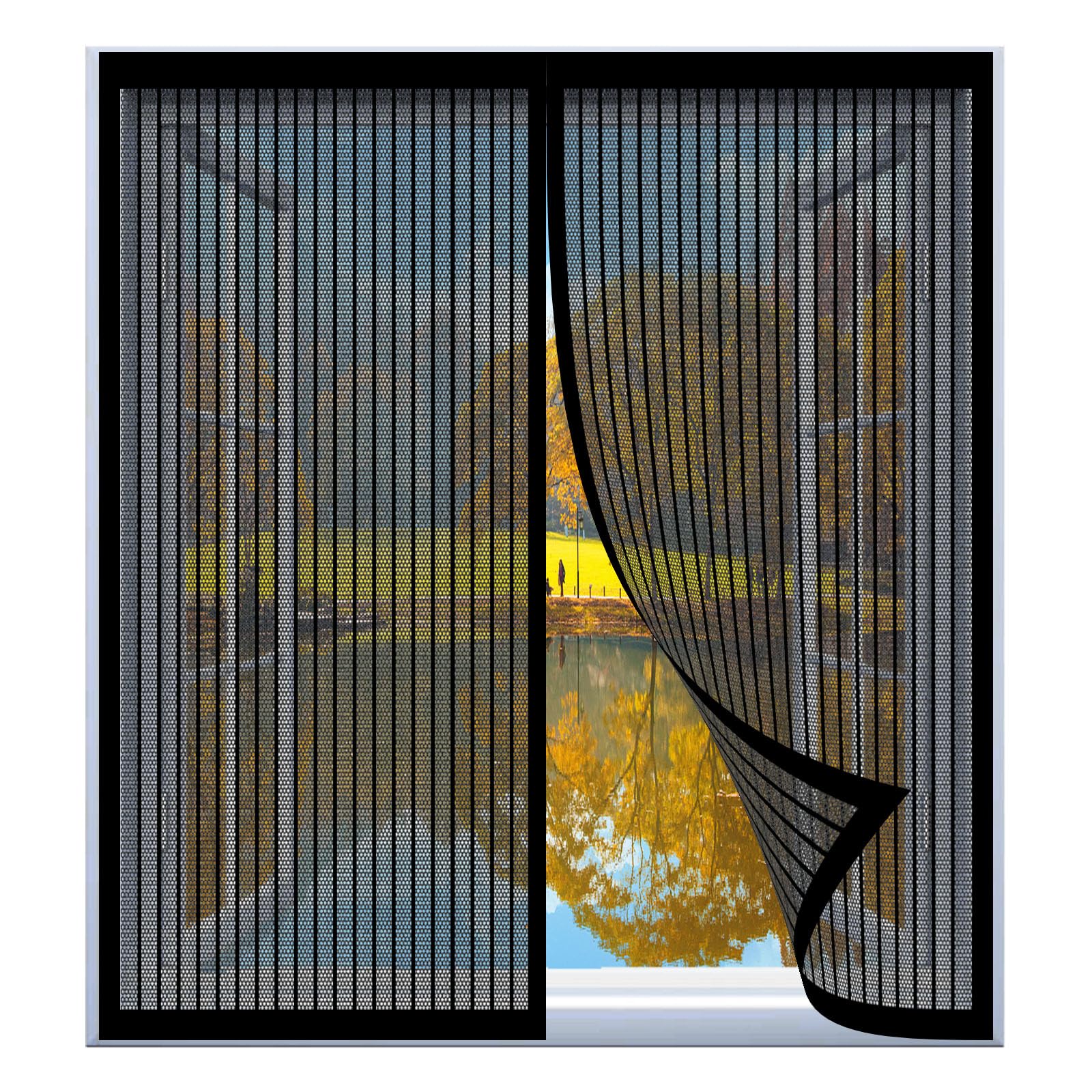 Yuanwan Black Magnetic Window Screen Insect Mesh 95 X 85 Cm Easy Installation No Drilling Or Screwing Magnetic Screen Door With Lace For Windows Nets To Keep Bugs Out,