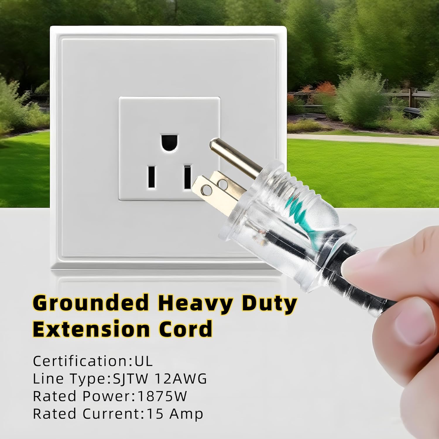 Outdoor Extension Cord 25 FT, Evenly Spaced 5 Outlets Plugs, 3/14 AWG Weatherproof Multiple Outlets Wire for Landscaping Light, Holiday Decoration and Christmas, ETL Listed, Black