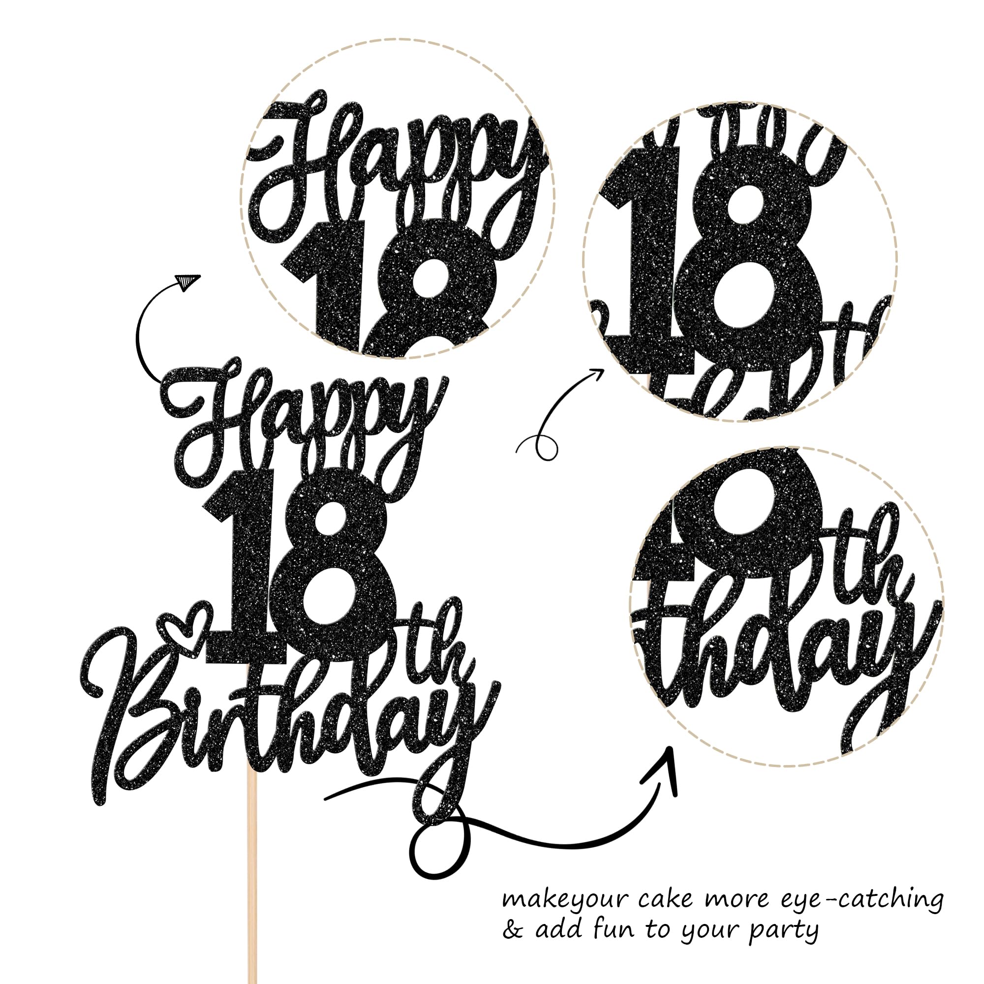 Snapklik.com : 1 PCS Happy 18th Birthday Cake Topper Glitter Cheers To ...