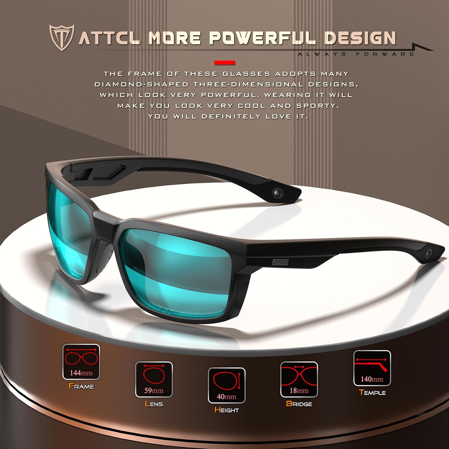 ATTCL Polarized Sunglasses Men Fishing: Square Lightweight TR90 Frame UV400 Protection Secure for Driving Golf Sports - Image 2