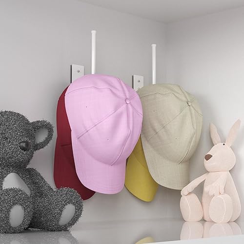 Miniatura 2 de Paquete de 4 estantes para gorras de béisbol, organizador de sombreros de acero inoxidable para gorra de béisbol, organizador de almacenamiento de