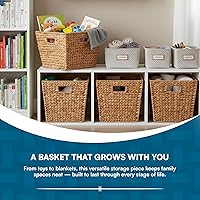 Vista 6 de Honey-Can-Do - Canasta cuadrada de jacinto de agua, grande, color natural, STO-02884