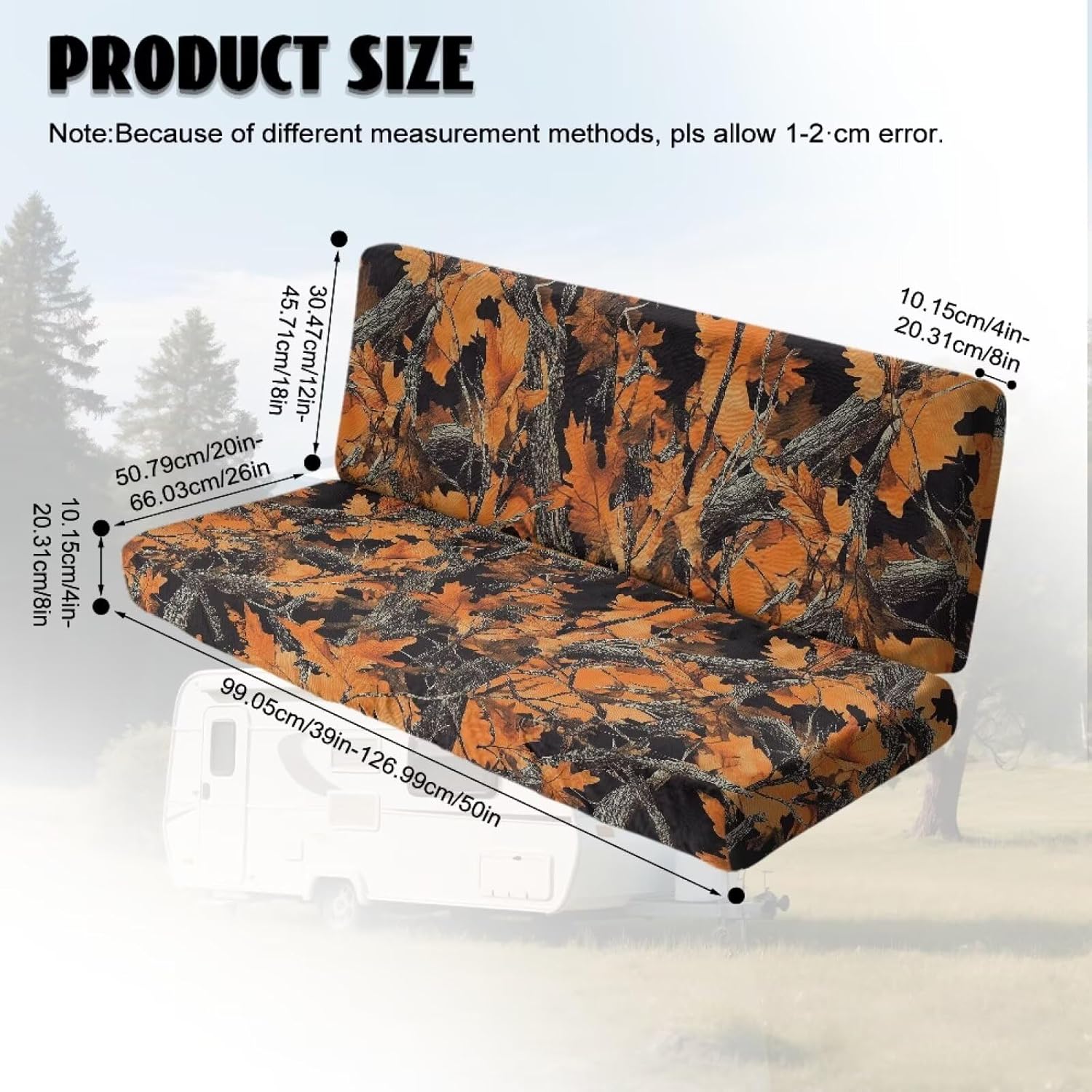 Flannel RV Dinette Cushion Covers Dead Branches, 1 Set Camper Cushion Cover, Stretchable Fleece RV Cushion Slipcover, Warm Couch Cover Replacement for RV Camper Car Bench