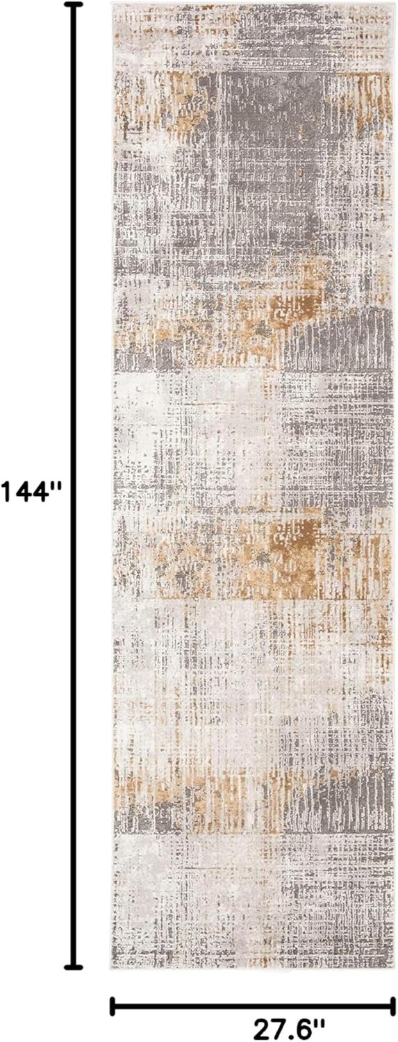 SAFAVIEH Craft Collection Runner Rug - 2'3" x 12', Grey & Beige, Modern Abstract Design, Non-Shedding & Easy Care, Ideal for High Traffic Areas in Living Room, Bedroom (CFT874G)