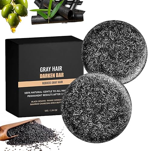 Barra de champú negra para oscurecer el cabello y la barba, jabón de barra inversa de cabello gris, limpieza profunda y nutre el cuero cabelludo,