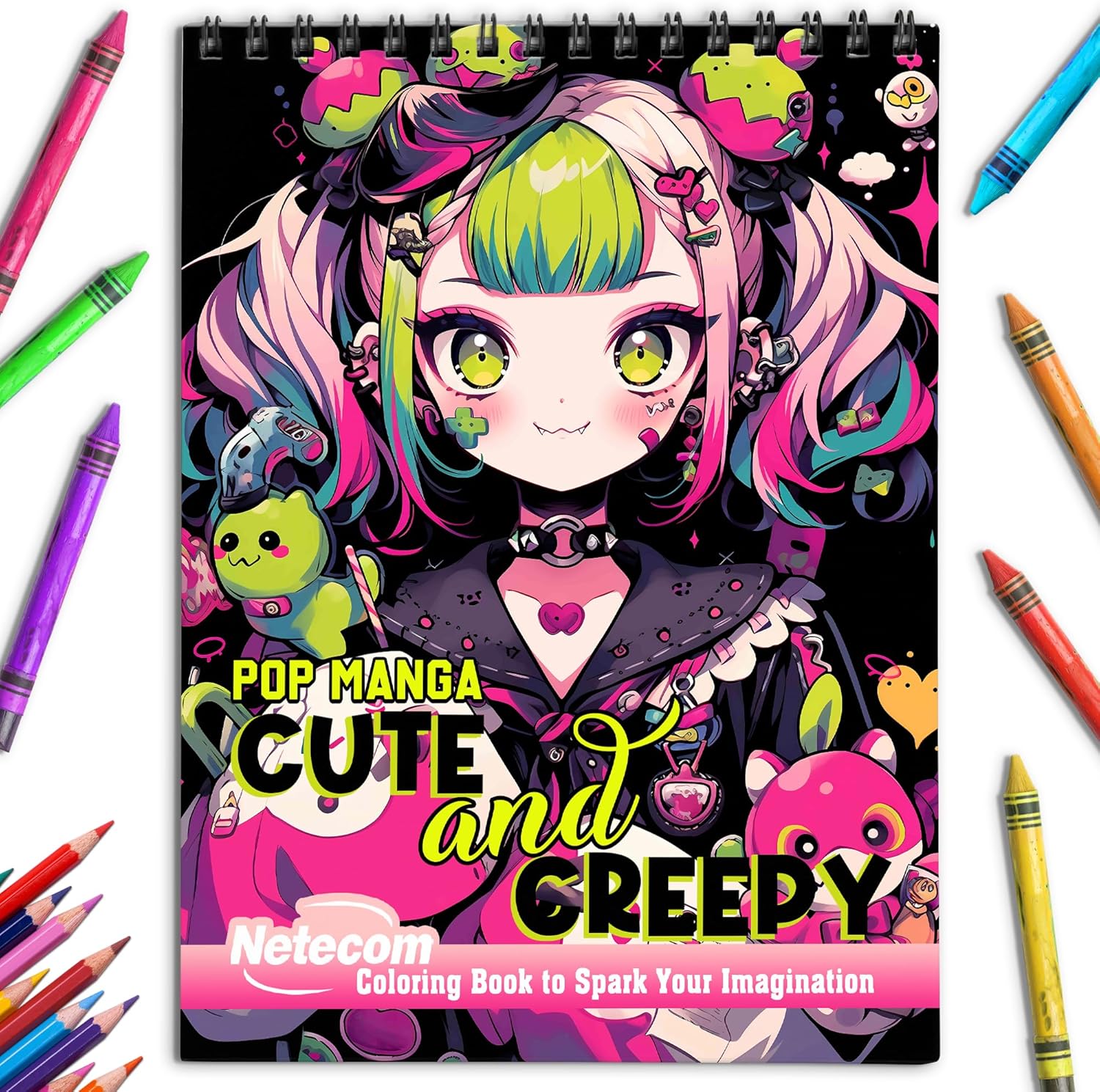 Amazon.com: Netecom Pop Manga Cute and Creepy Coloring Book Spiral ...