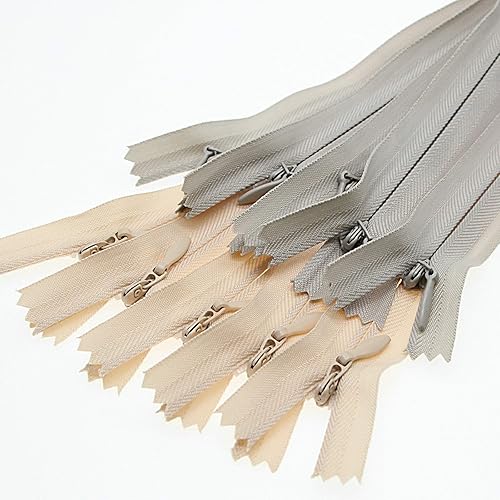Miniatura 4 de Leekayer Cremallera invisible de 14 pulgadas para costura artesanal, bolsa de vestir 3# beige gris 14.0 in, cremallera oculta de nailon para