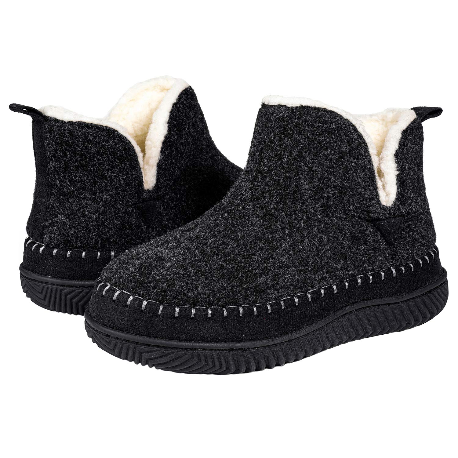 Women's Moccasin Bootie Slippers with Cosy Memory Foam, Ladies' Toasty Slip on House Shoes with Hard Outdoor Indoor Rubber Sole