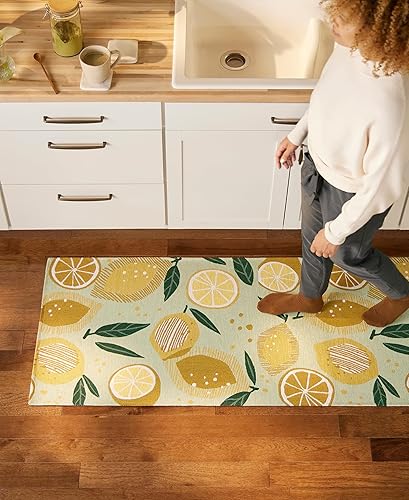 Miniatura 2 de TOWN & COUNTRY LUXE Livie Fresh Lemon Everwash - Alfombra decorativa lavable multiusos para cocina, tapete de perfil bajo, alfombra de dormitorio y