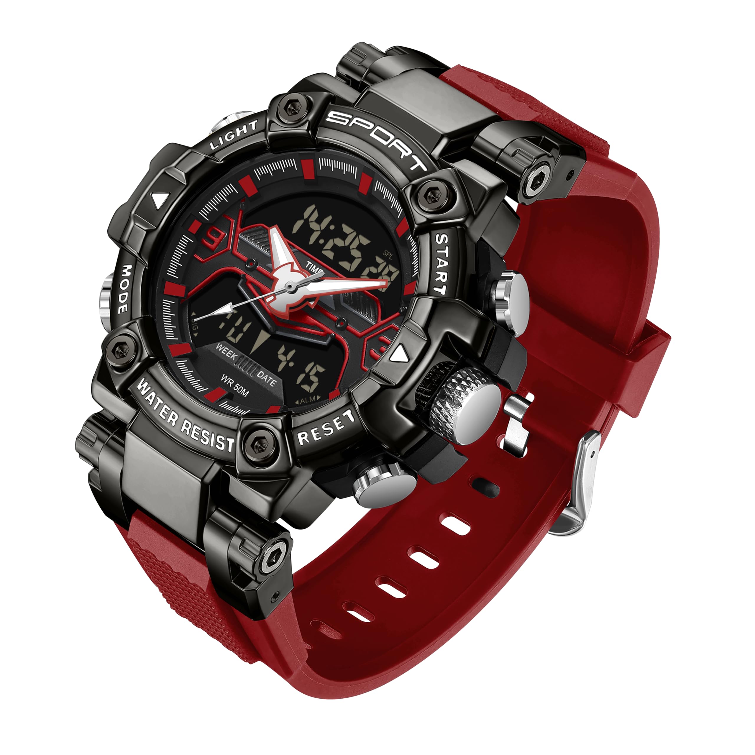 Orologio sportivo da uomo, orologio militare da uomo, orologio digitale impermeabile, orologio robusto con retroilluminazione a LED, sveglia, cronometro