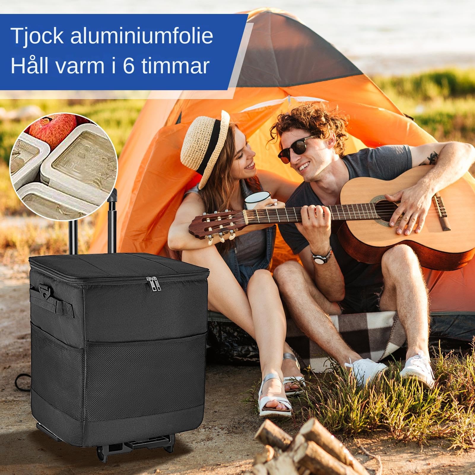 Borsa termica con ruote | Borsa termica isolata con ruote - Borsa isolante portatile con ruote per viaggi Pesca Picnic Festa Patio Campeggio Avventura