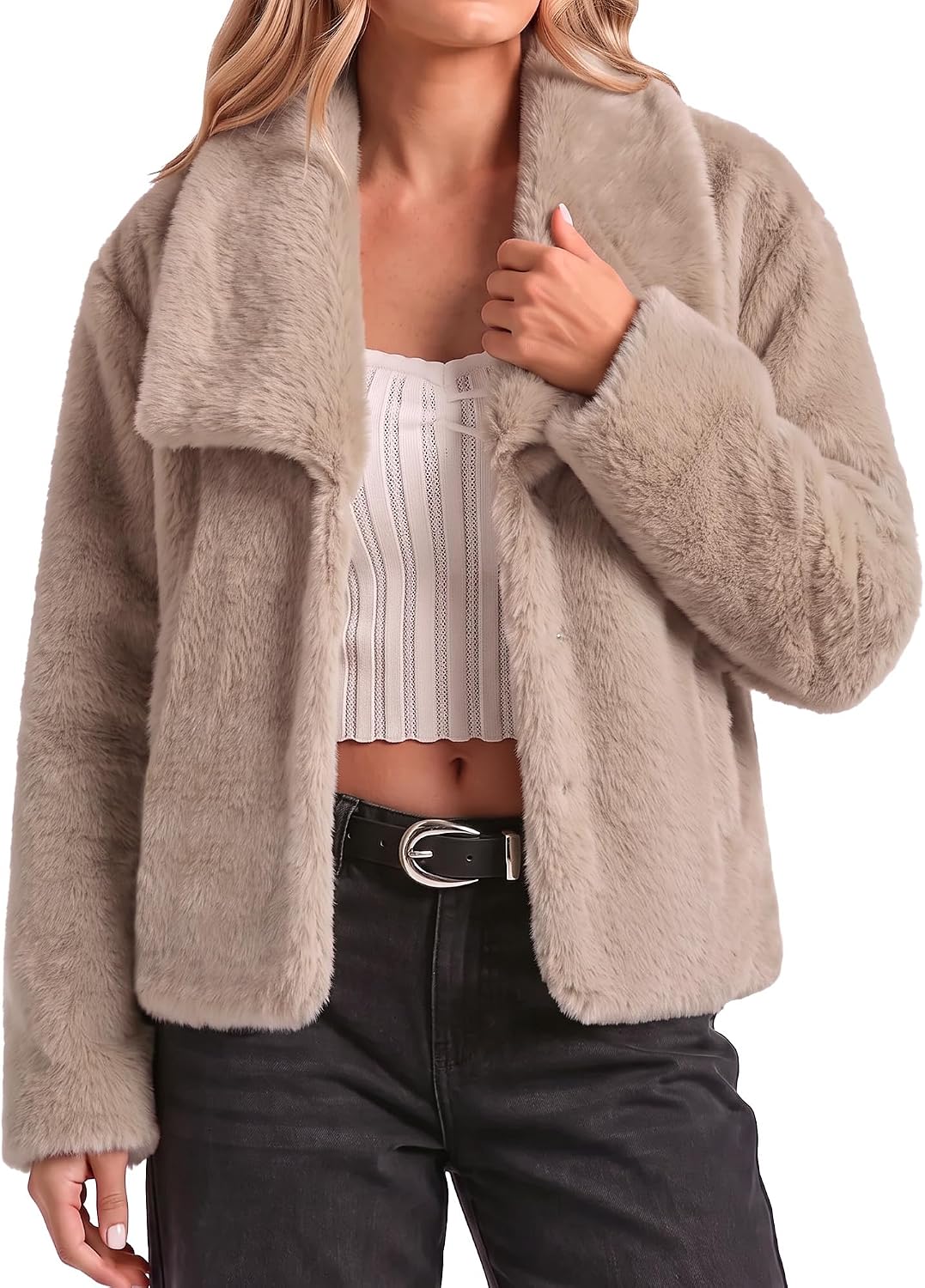 luvamia Faux Fur Jackets for Women Fall Coats Oversized Winter Outerwears