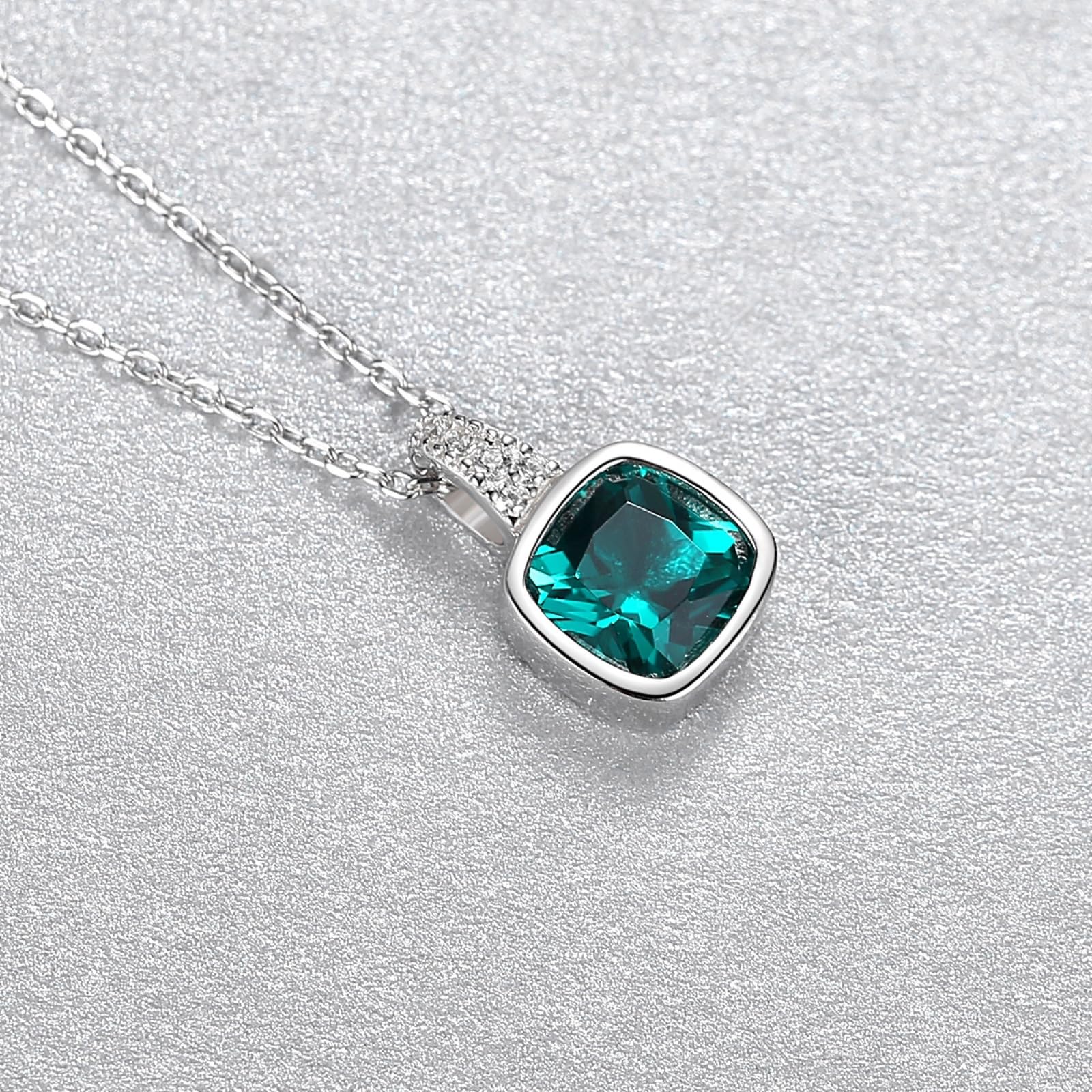 Collar en plata de ley 925 con esmeralda y diamante cz para mujer, colgante collar joyas regalo