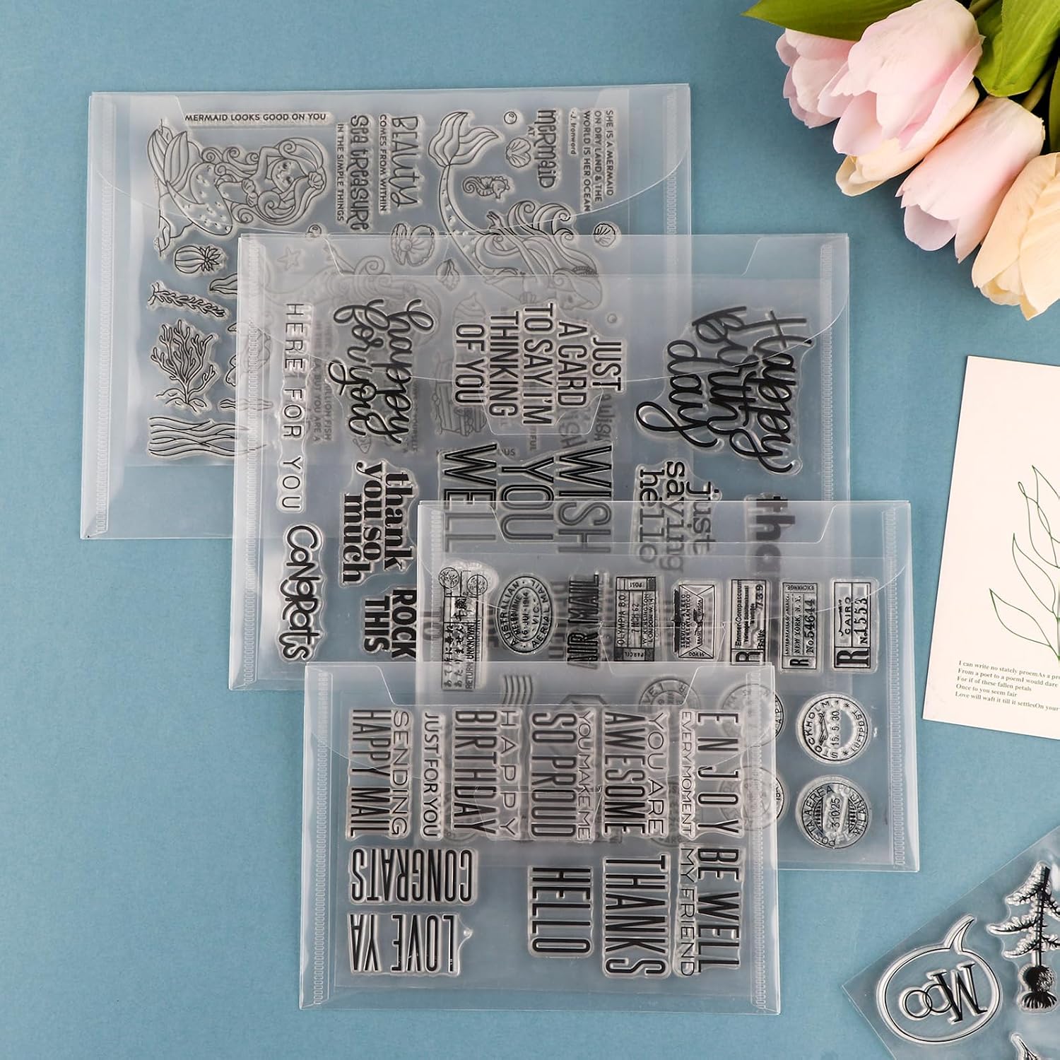 BAOFALI 100 Pcs 5x7inch Stamp & Die Storage Pockets Resealable Clear Plastic Seal Bags Storagefor Cutting Dies Stamp Crafts for DIY Scrapbooking Paper Card Craft Cutting Dies Storage