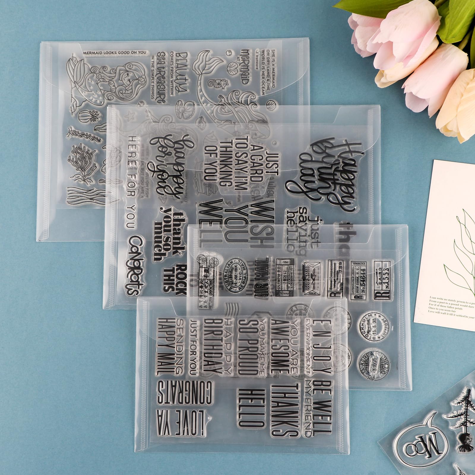 BAOFALI 150 buste richiudibili in plastica trasparente da 12,7 x 17,8 cm, per fustelle da taglio, per fai da te, scrapbooking, carta, biglietti, matrici da taglio