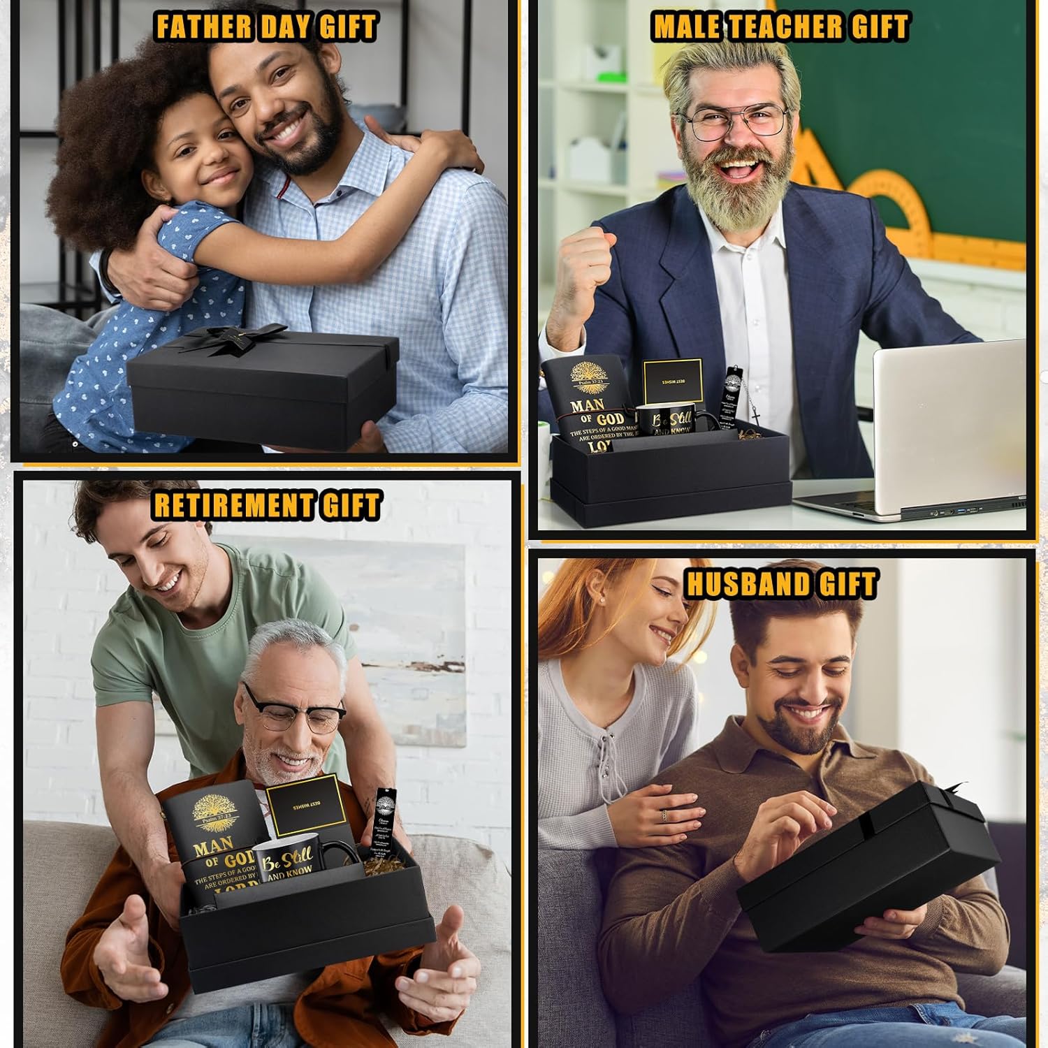 Shellwei 6 Pcs Valentine's Day Christian Gift for Men Pastor 11 oz Mugs Leather Bible Notebook Pen Metal Bookmark Greeting Card Box Religious Gifts for Appreciation Day Birthday(Man of God,Black) - Image 7