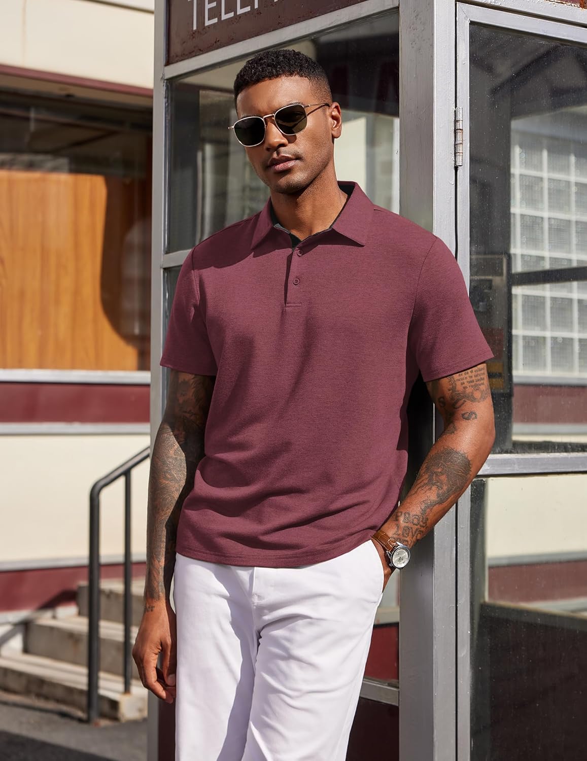 COOFANDY Mens Polo Shirts Short Sleeve Casual Summer Polo Tee Classic Collared Golf Stylish Tops - Image 7