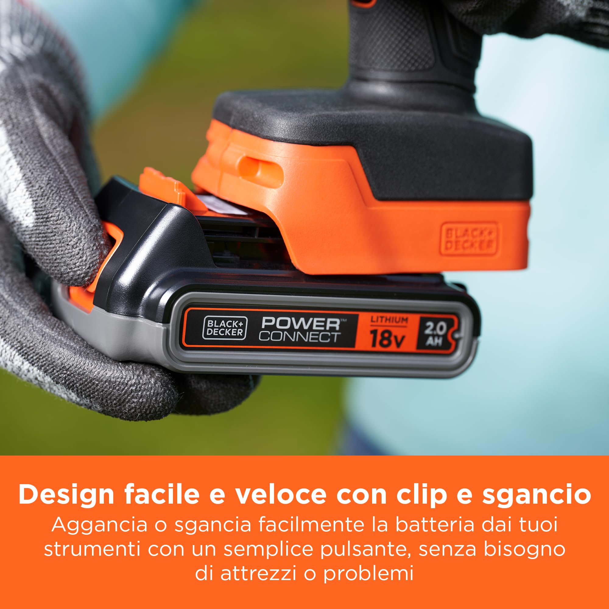 BLACK+DECKER 18V, 2.0AH, batteria agli ioni di litio, compatibile con tutti i prodotti BLACK+DECKER da 18V, BL2018-XJ