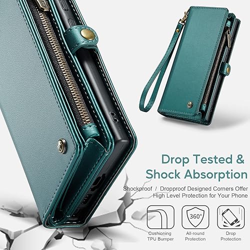 Miniatura 6 de ASAPDOS Funda para Samsung Galaxy A42 5G, correa de piel sintética retro con cierre magnético, bloqueo RFID, tarjetero y función atril para hombres