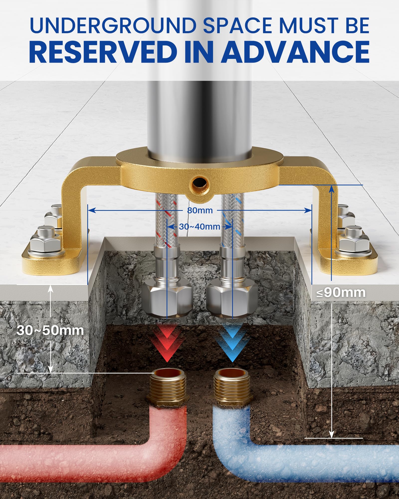 ARCORA Rubinetto Vasca a Pavimento, Miscelatore Vasca Autoportante, Rubinetto da Vasca da Bagno a Colonna​ con Doccetta, Girevole 360°, Rame e Acciaio Inox, Cartuccia Ceramica, Cromato