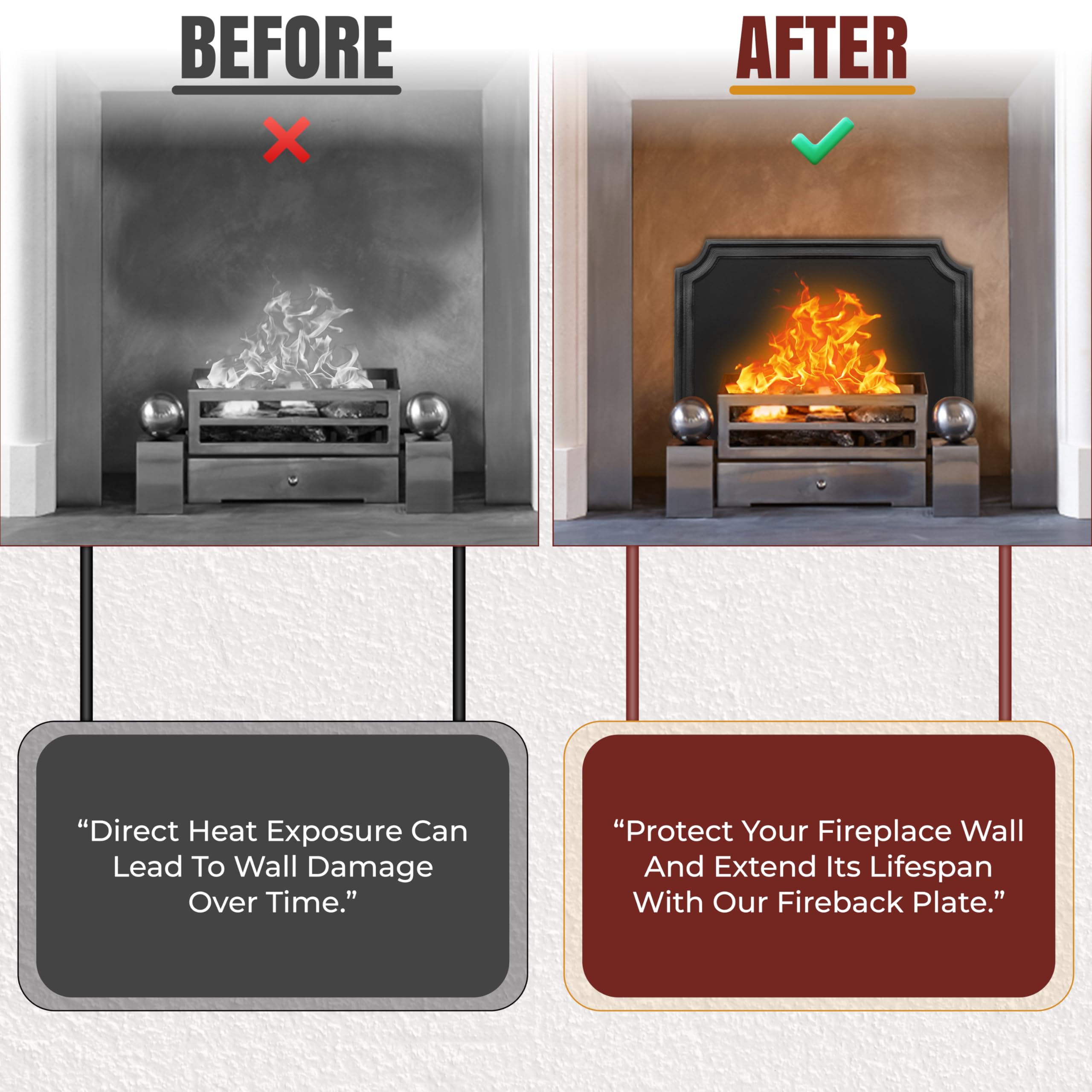 SIMOND STORE - Firebacks for Fireplace - Fire Back 20''(W) x 16''(H