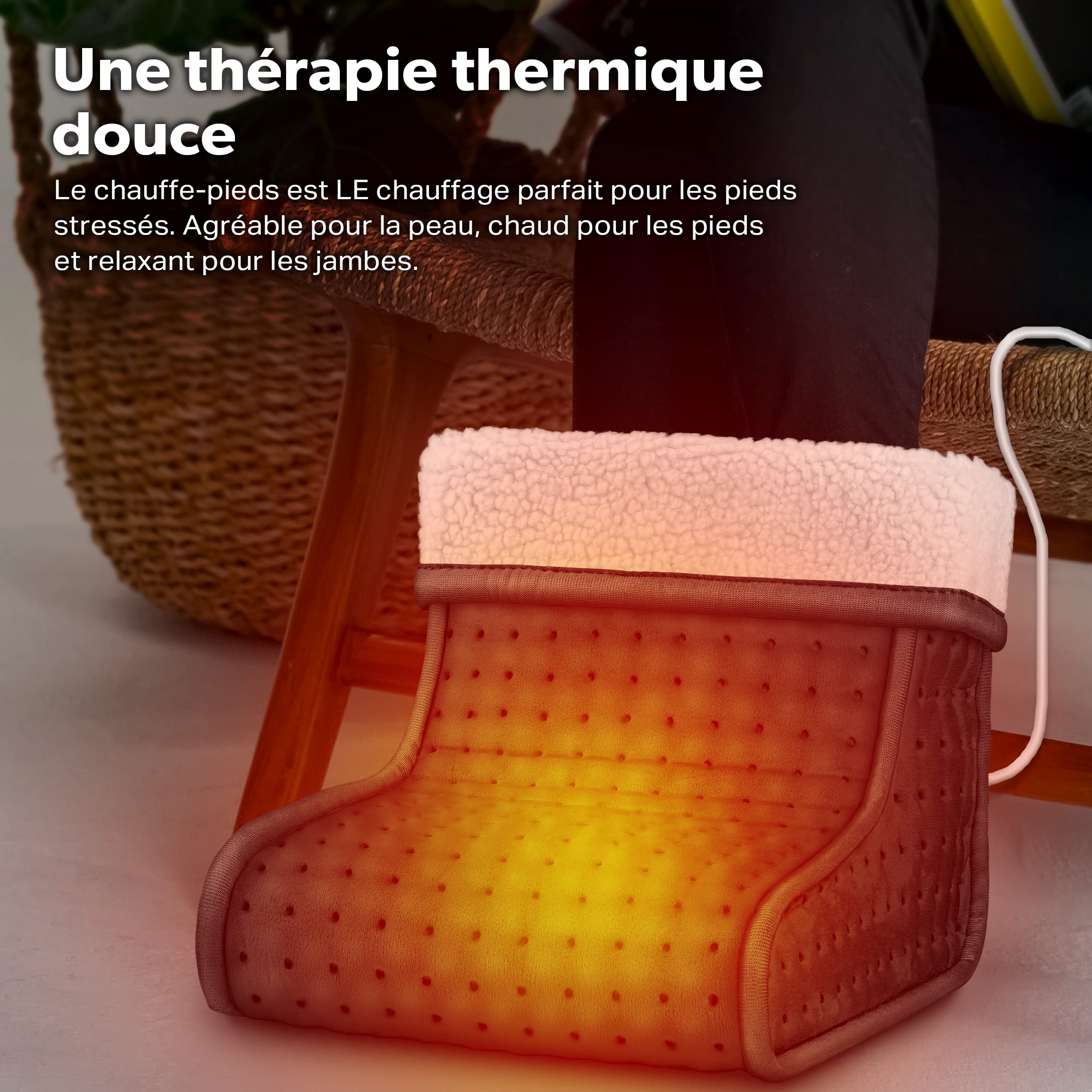 sinnlein Chauffe-pieds avec 6 niveaux de température & minuterie | Chauffage des pieds électrique | Protection contre la surchauffe & Arrêt automatique (Anthracite)