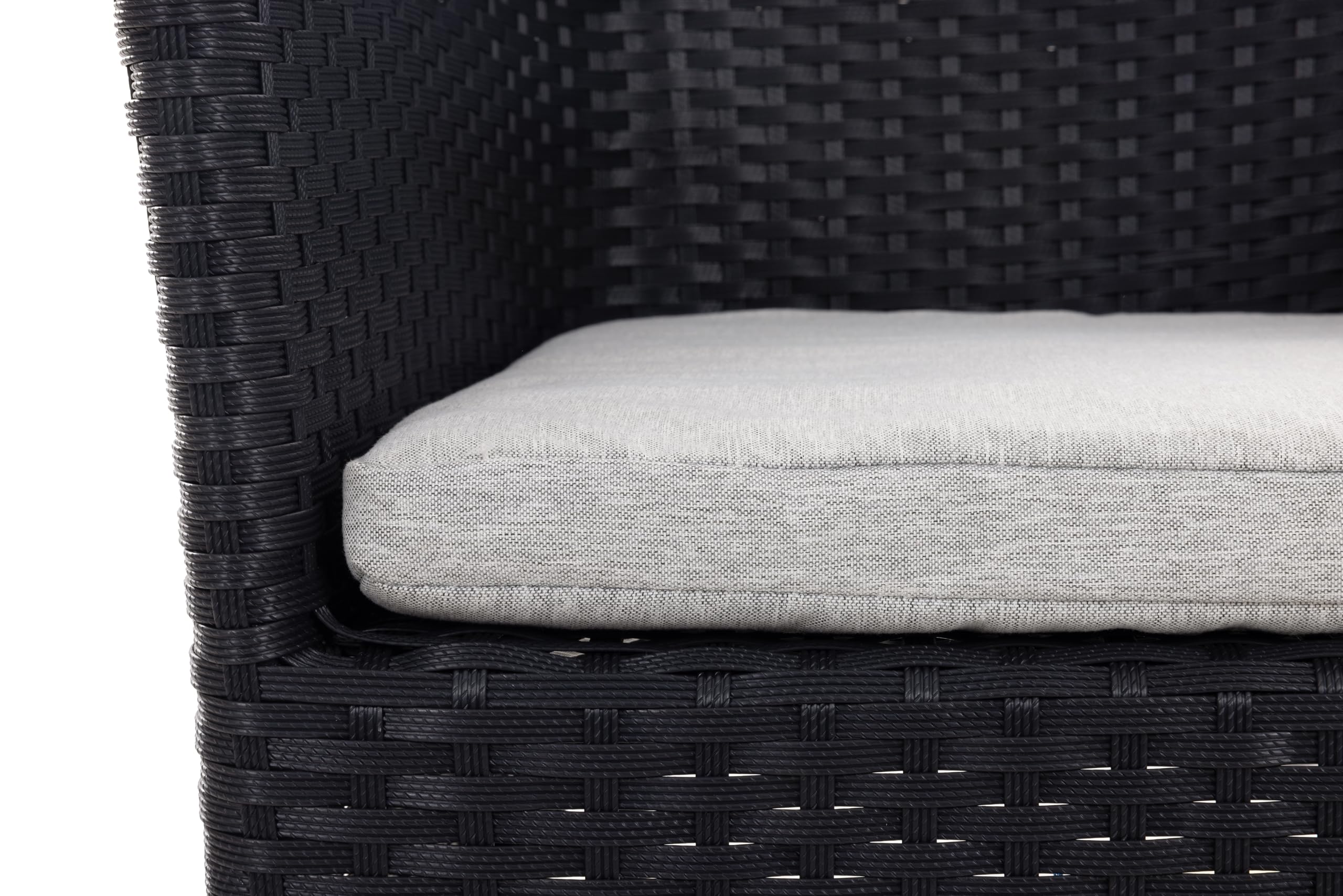 METRO Professional Silla de Jardín con Reposabrazos y Cojín Noelani, Acero/Ratán sintético, Sillón para Exterior, Negro