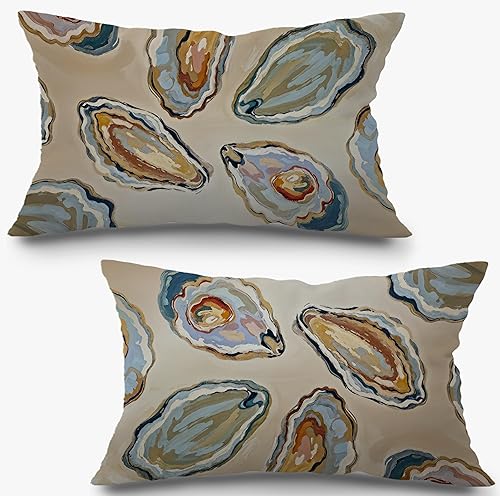 Juego de 2 fundas de almohada abstractas de 12 x 20 pulgadas, decoración estética de la habitación de la playa, fundas de almohada lumbares