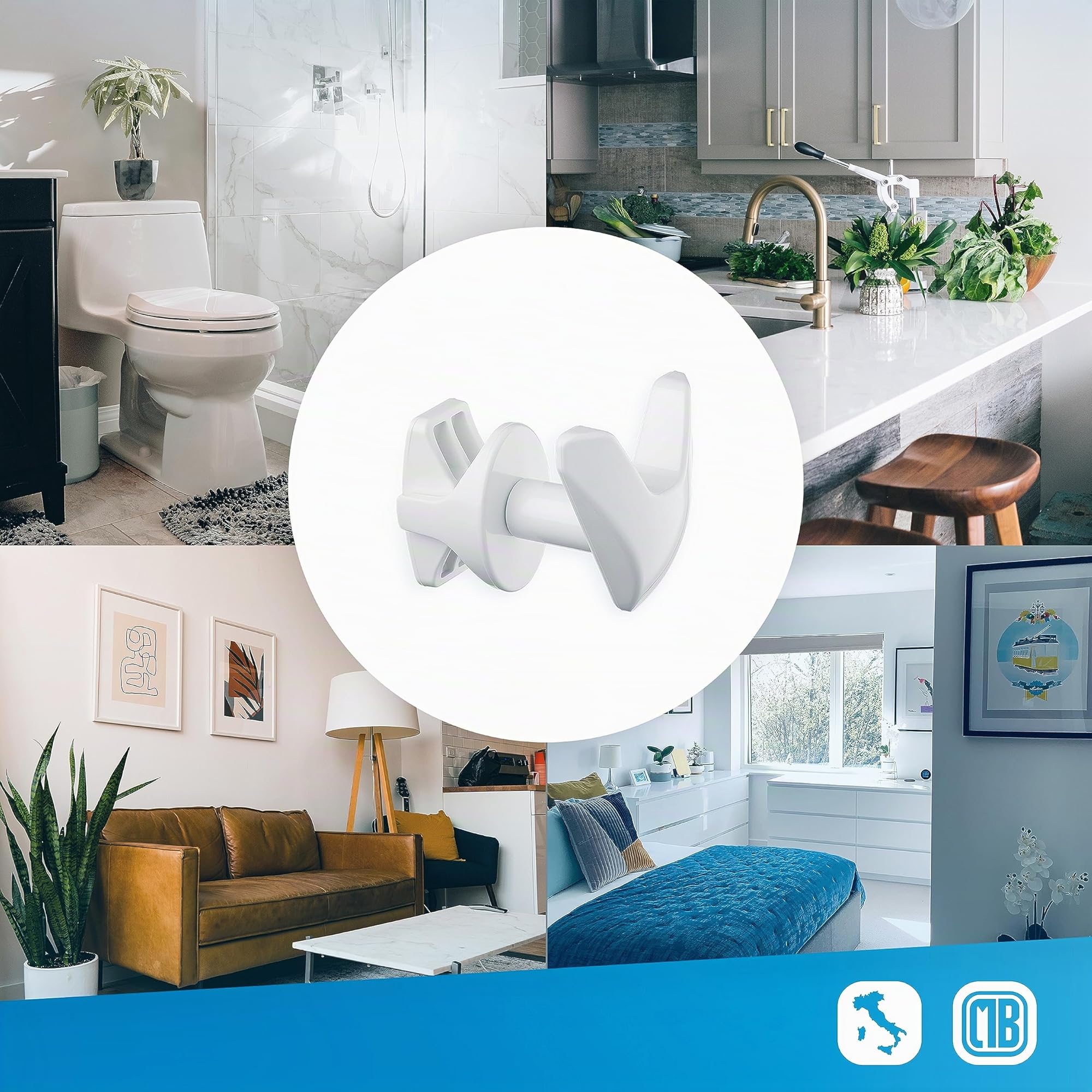 LH Coppia handy vip portasciugamani senza foro per bagno, autoavvitanti al termoarredo scaldasalviette senza forare - made in italy - ganci per termoarredo bagno