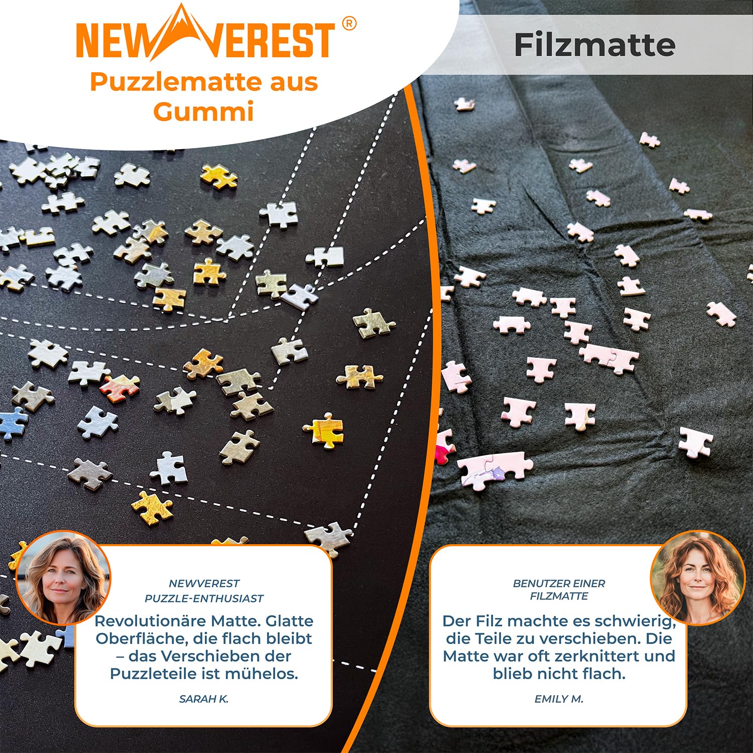 Newverest Puzzelmat, oprolbaar, 122 x 66 cm, draagbaar, tot 1500 stuks, met antislip rubberen onderkant en gladde polyester bovenkant opbergtas, schuimrolbuis, 3 klittenbandsluitingen