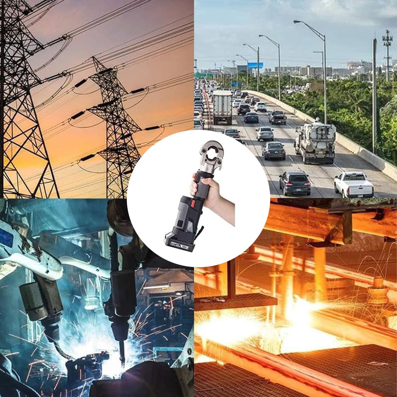 Alicates Hidráulicos Portátiles, Pantalla OLED Que Muestra El Número De Engarzados, Potencia Restante,para Prensar Terminales De Cable De Cobre Y Aluminio De 10-300 Mm²