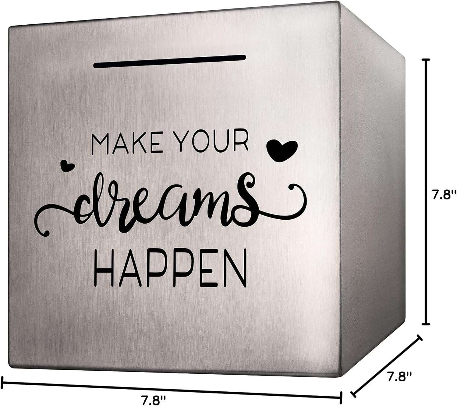 Piggy Bank Made of Stainless Steel, Piggy Banks for Adults Coin Bank,Can Only Save The Piggy Bank That Cannot be Taken Out (7.8"X7.8"X7.8")