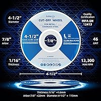 Vista 2 de amoolo Paquete de 50 ruedas de corte, 4 12 pulgadas, amoladora angular, ruedas de corte delgadas para metal y acero inoxidable, 4.5 x 116 x 78
