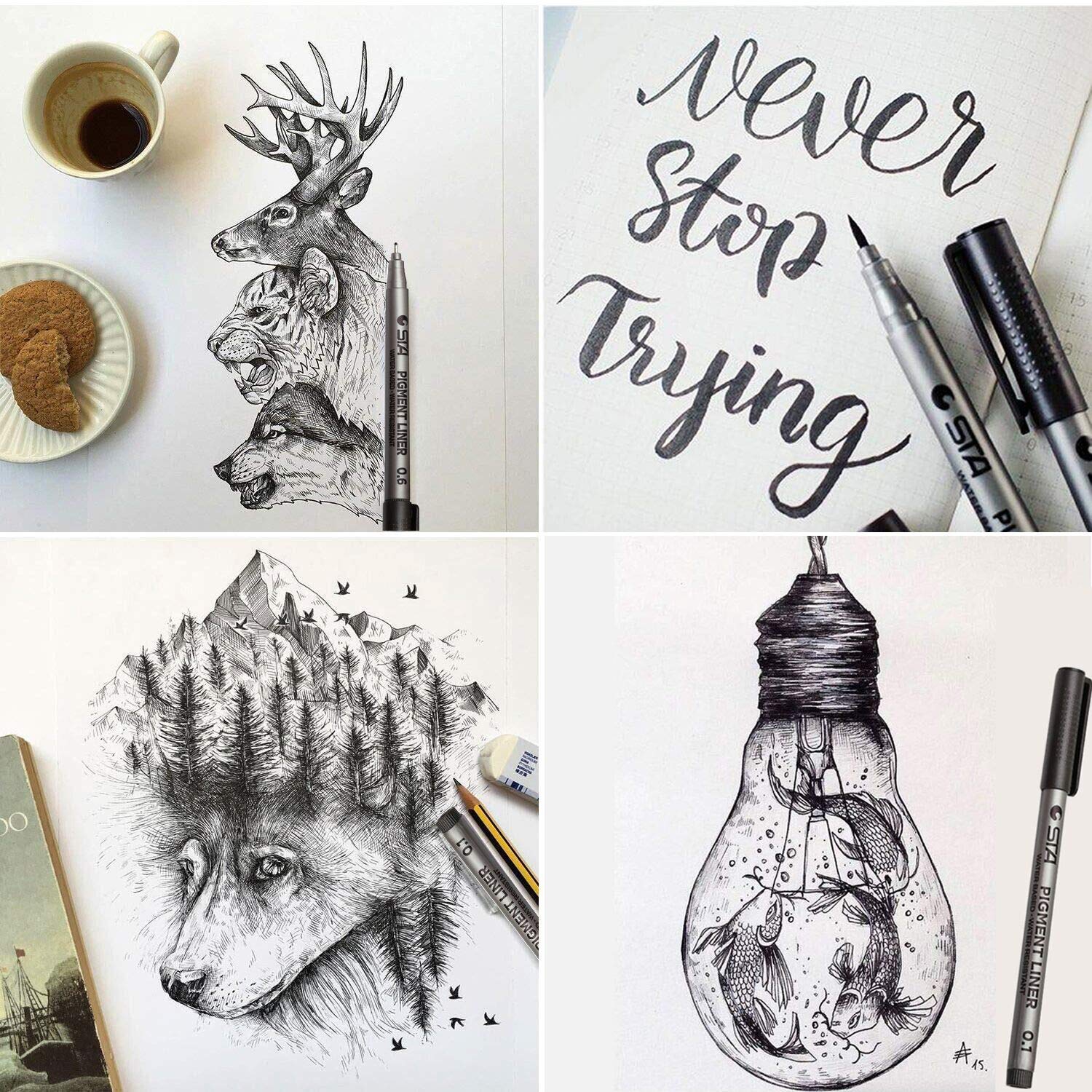 Penna Da Disegno Uni Pin Fineliner-Set Di Schizzi-inchiostro Nero