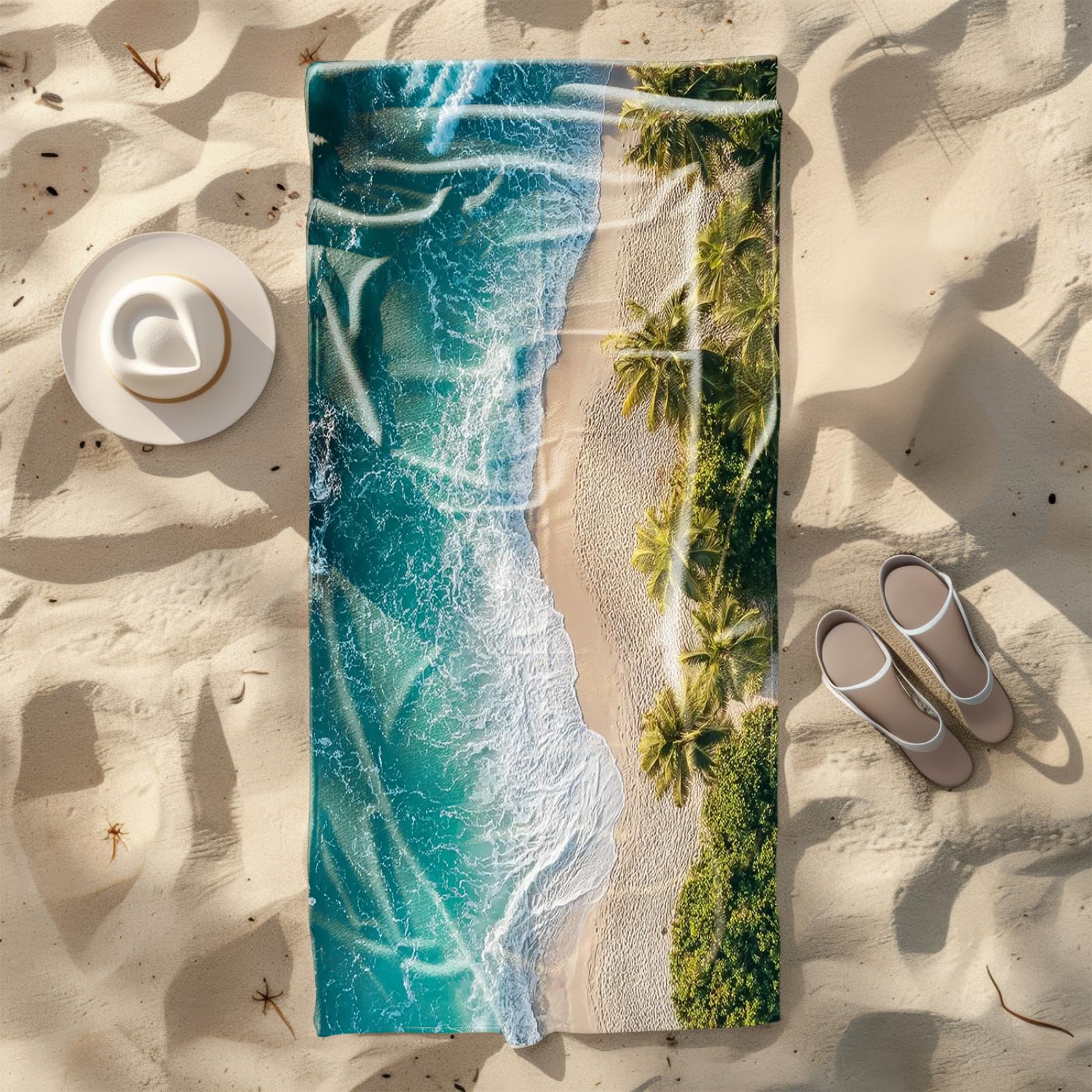 Beach Towel 80x160 Beach Green Microfibre Quick Dry Towel for girls,Pool Swimming Travel Towels,Sand-Resistant, Absorbent, Lightweight