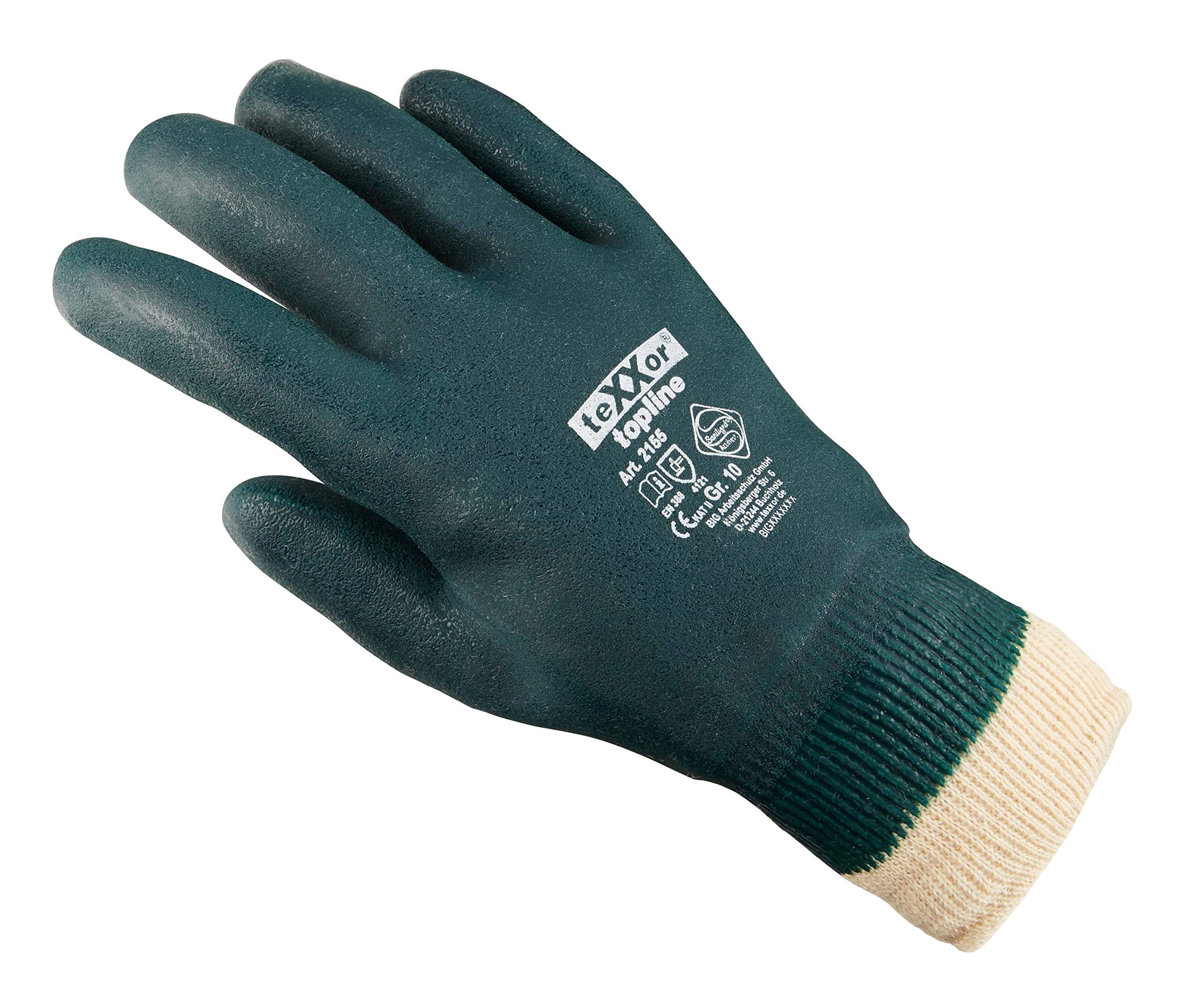 PVC colour verde guantes de trabajo con cinta elástica XL Gr, 10, guantes de seguridad zapatos de productos químicos protección EN 374 Cat II