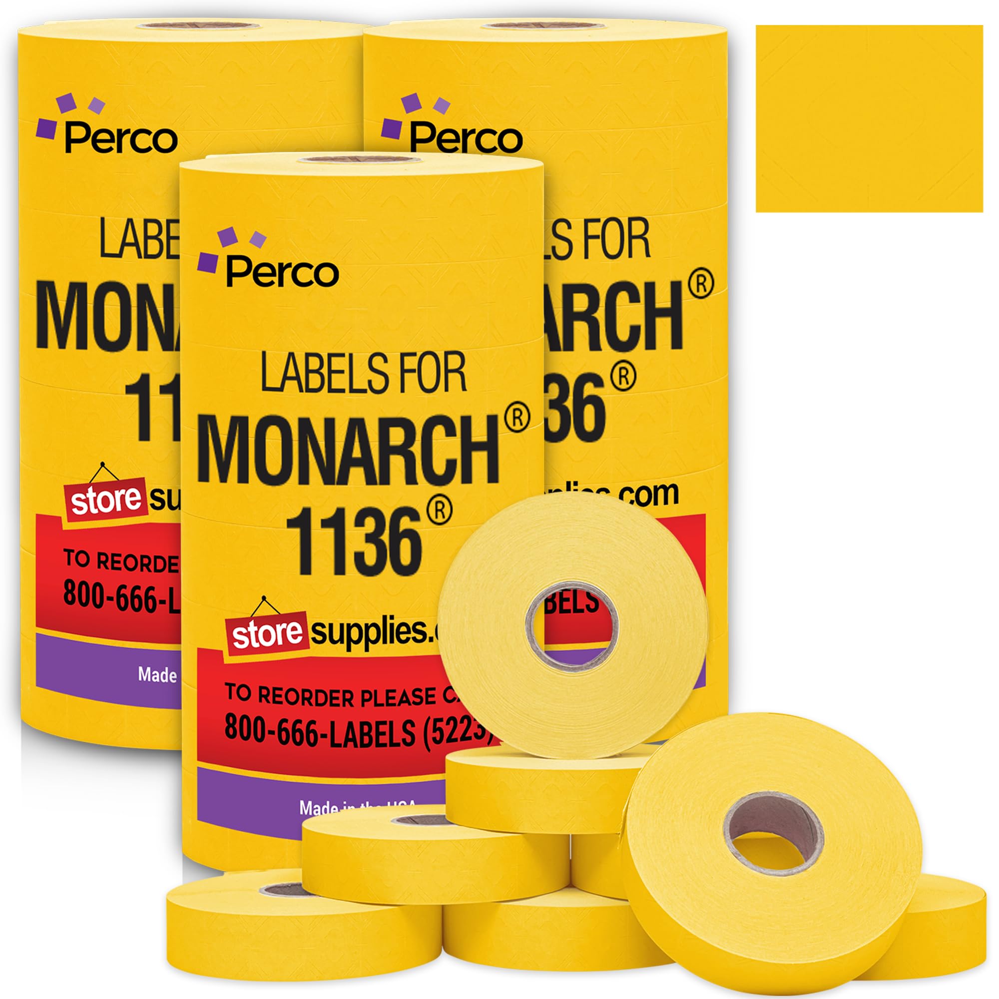 Pricing Labels for Monarch 1136 Yellow - 42,000 Labels w/ 24 Rolls Value Pack, 3 Sleeves - Made in USA