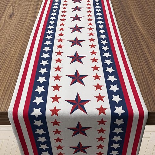 4th of July Decorations - Patriotic Table Runner for 250th Anniversary America Merchandise | Memorial Day Decorations - Fourth of July Decor Accessories for Indoor Outdoor Home Party Supplies