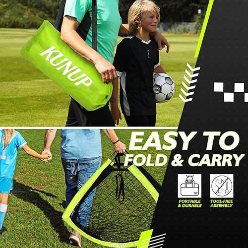Miniatura 5 de Portería de fútbol portátil de 5 x 3, 6 x 4, 9 x 5 pies, para patio trasero, red de práctica de fútbol plegable con bolsa de transporte para niños