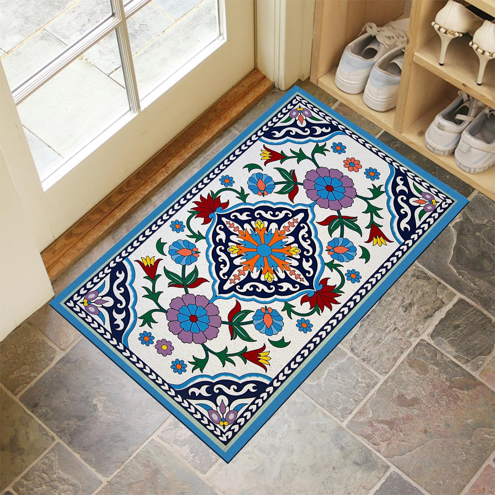 Alfombra entrada 80 x 120 cm absorbente y lavable con base antideslizante