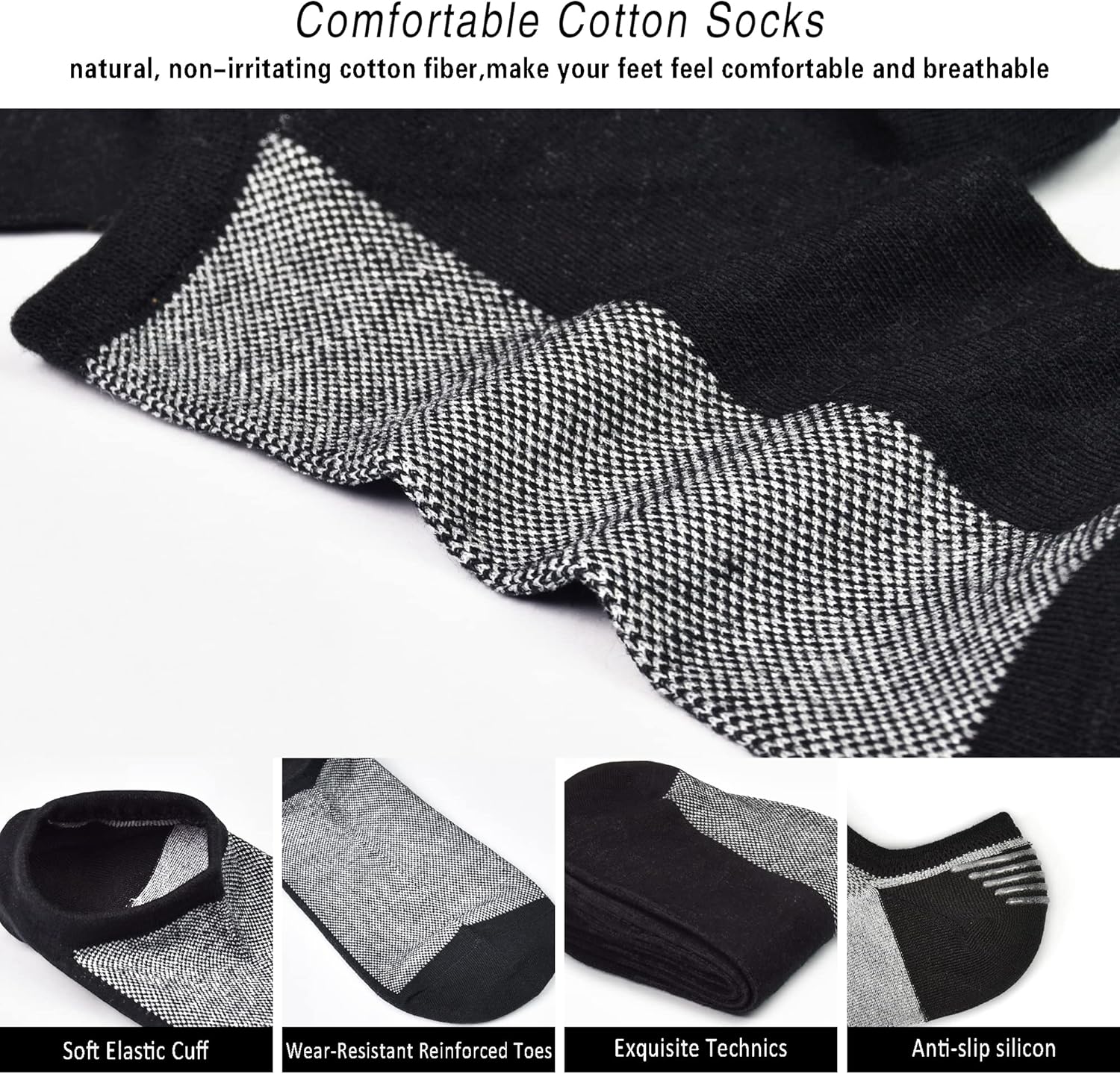 GRPSKCOS No Show Socks Men 8 Pairs Low Cut Ankle Socks Men Short Casual Sock - Image 3