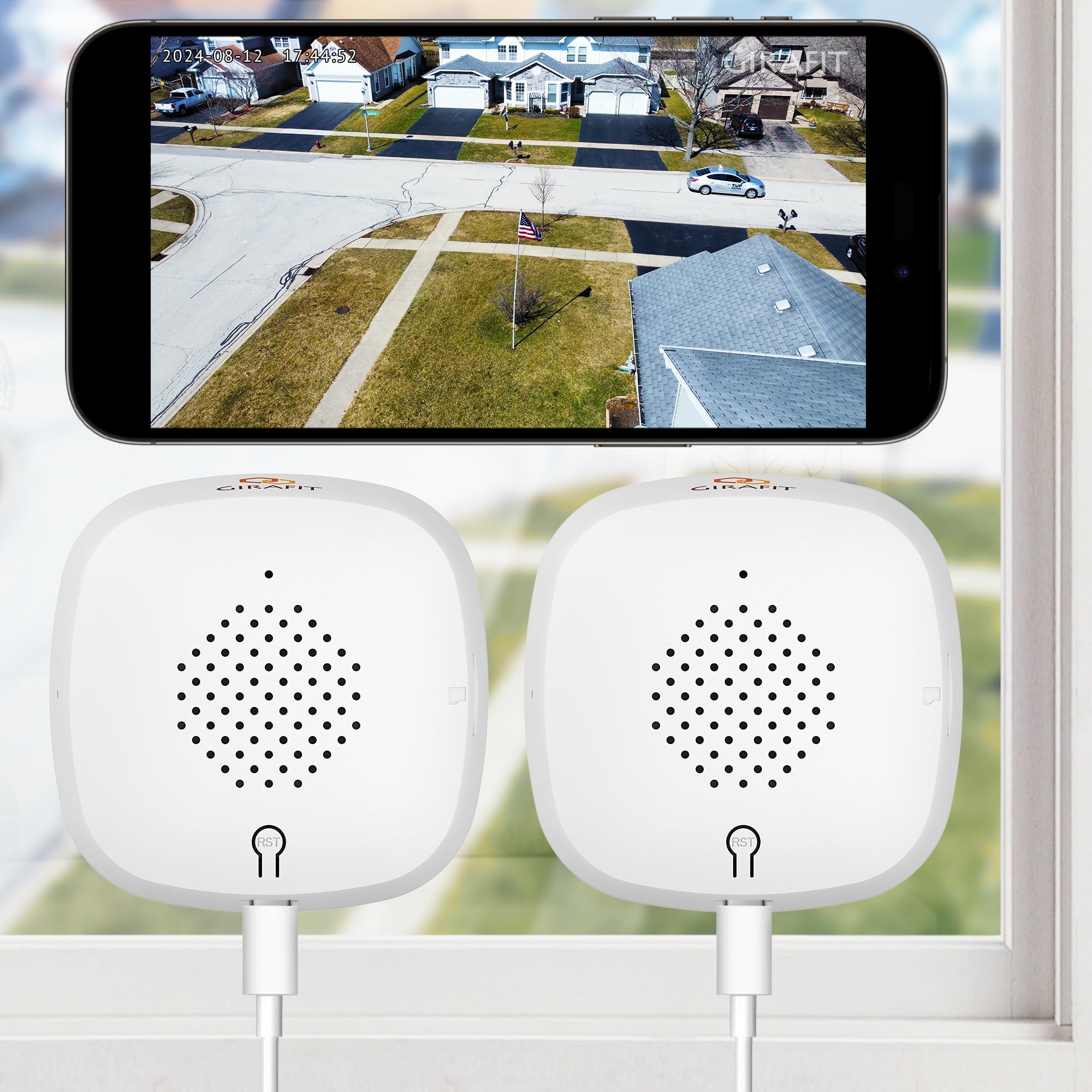 Girafit 3MP 2K Window Camera, 2.4GHz 5GHz WiFi Cameras for Home Security, 2 Pack with ChroMax Al Color Night Vision, Person and Motion Detection, 24/7 Recording,